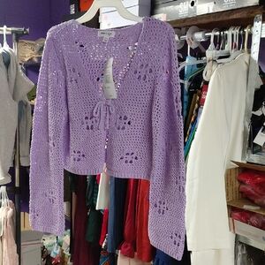 Lilac Crochet Cardigan for Kids